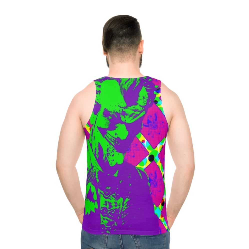 Psychedelic clown pop art design unisex tank top - men back