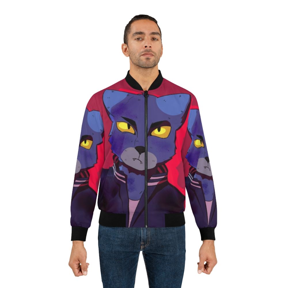 Caravan Palace Lone Digger Bomber Jacket with a furry cat design - Lifestyle