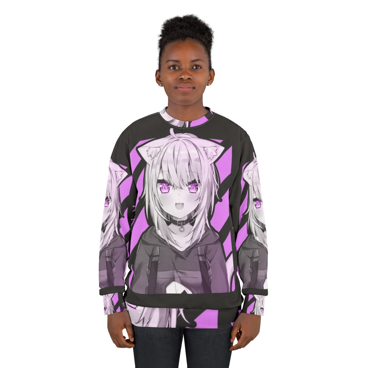 Nekomata Okayu Design Anime Sweatshirt - women