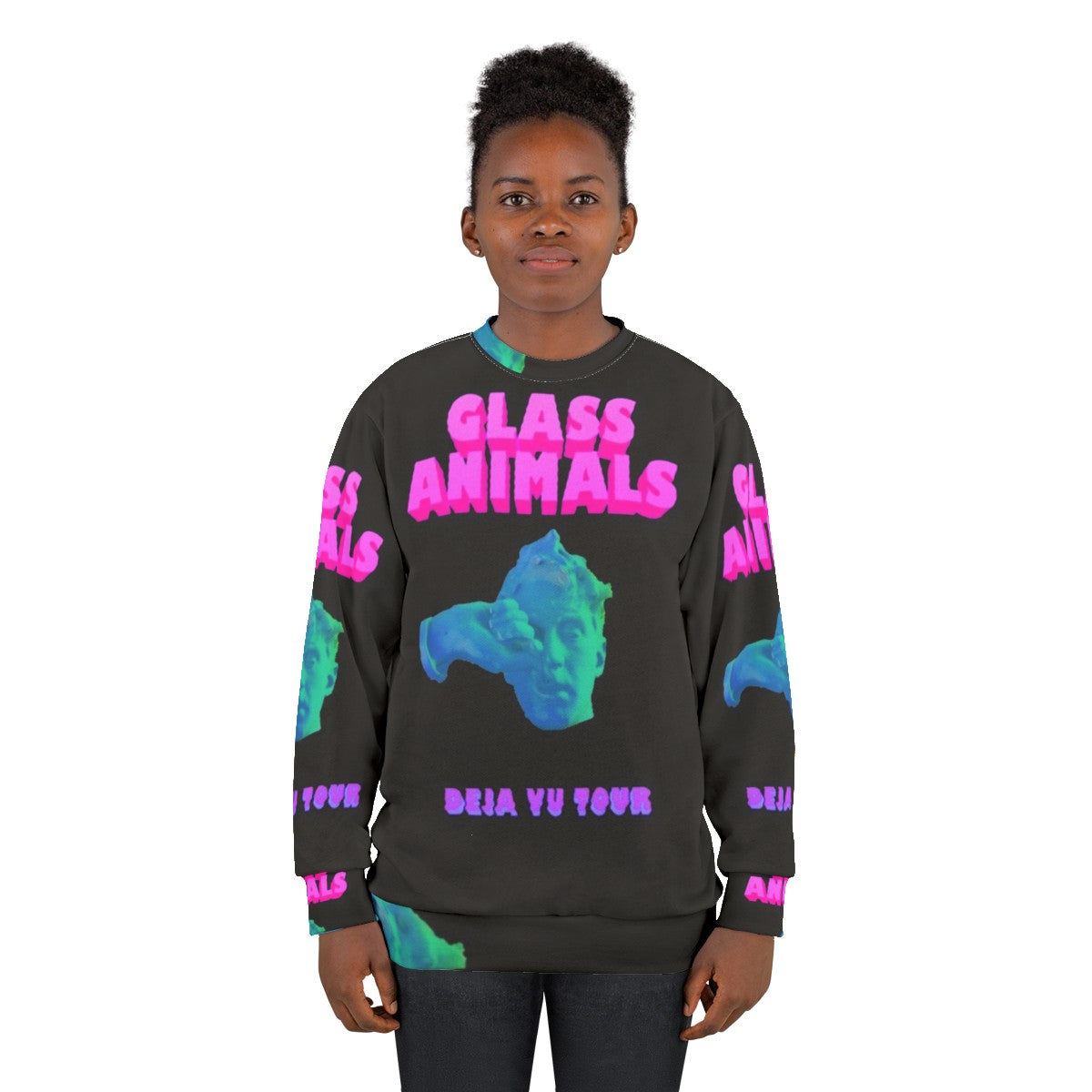 Glass Animals Deja Vu Sweatshirt featuring the band's logo and album art - women