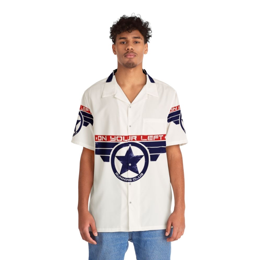 Hybrid Hawaiian Shirt featuring Captain America and Marvel Comics superhero design - People Front