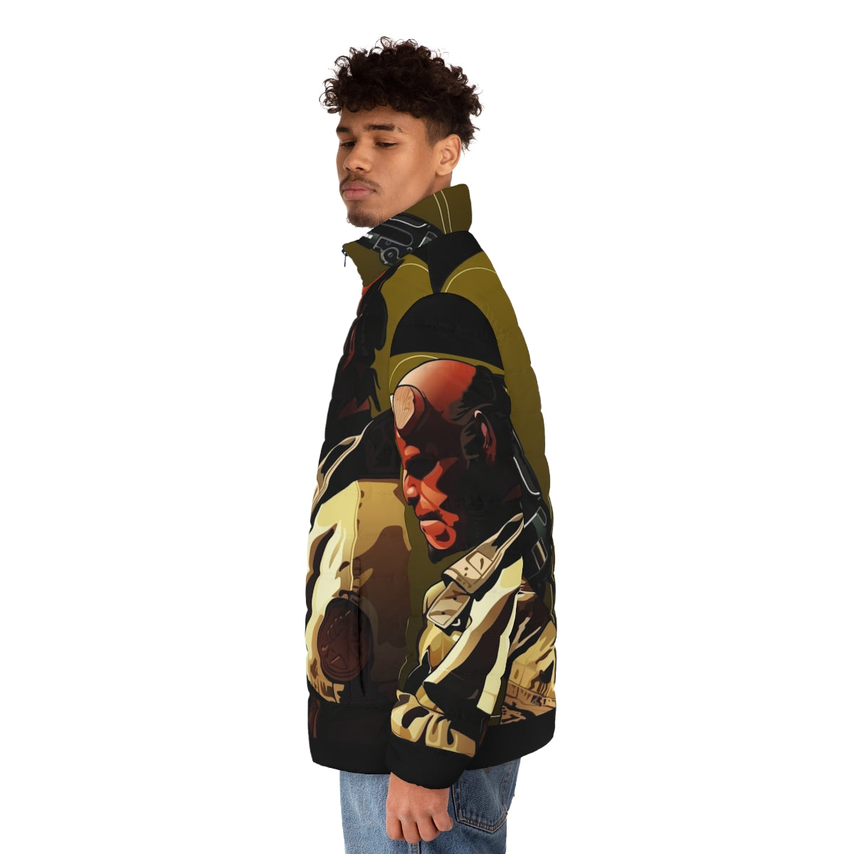 Hellboy Puffer Jacket featuring the iconic comic book character - men side left