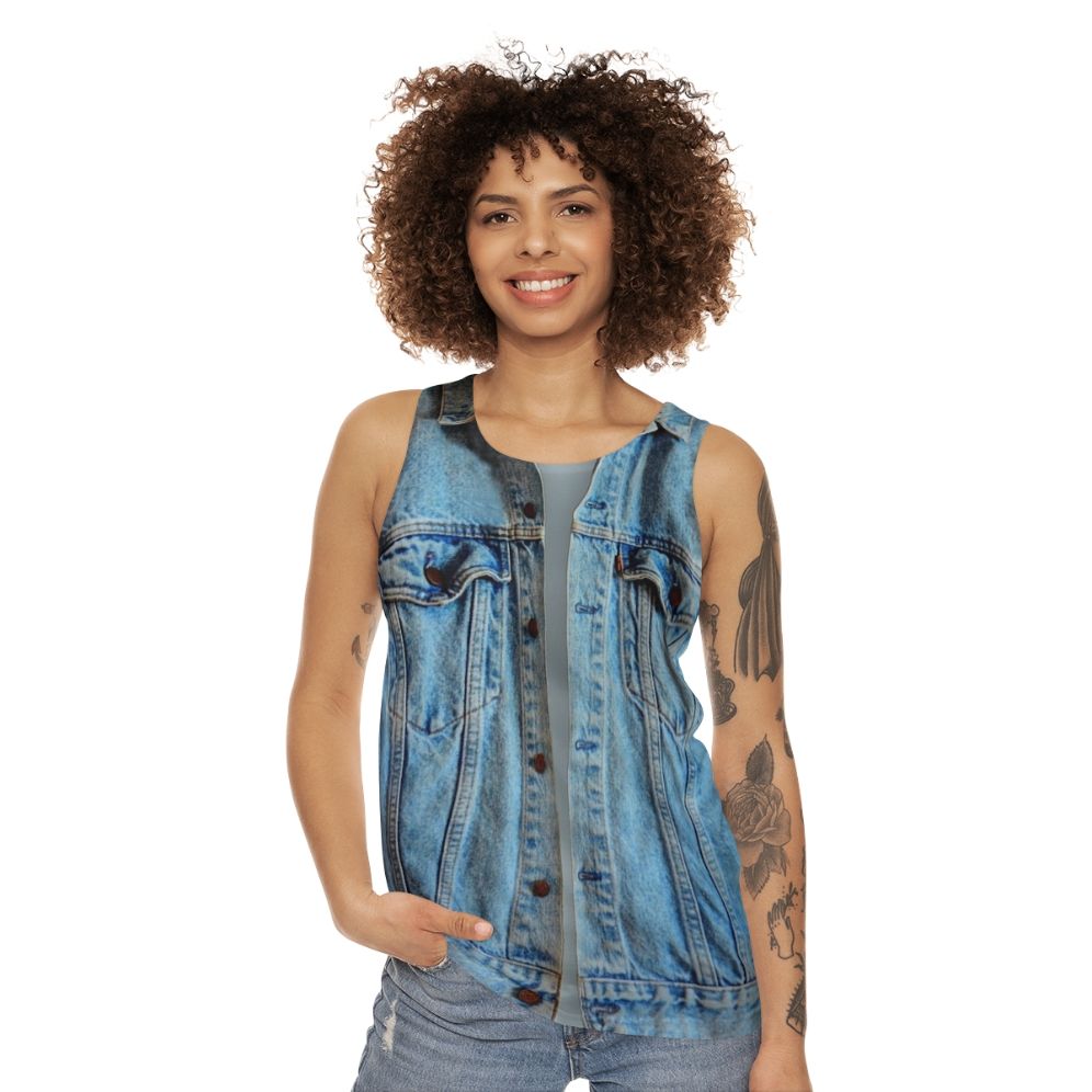 Unisex denim tank top - women