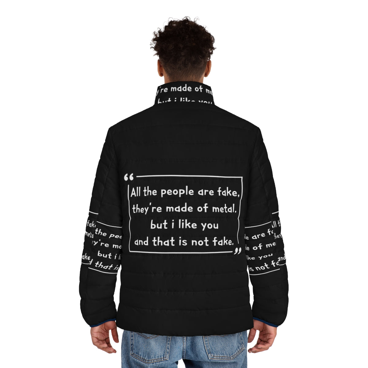 Young Royals LGBTQ Puffer Jacket with Funny Quotes - men back