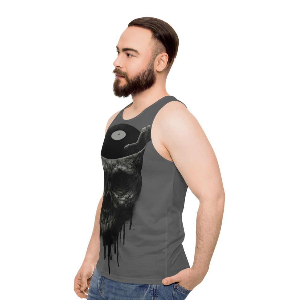 Last Dance unisex tank top with skull and grunge design - men side