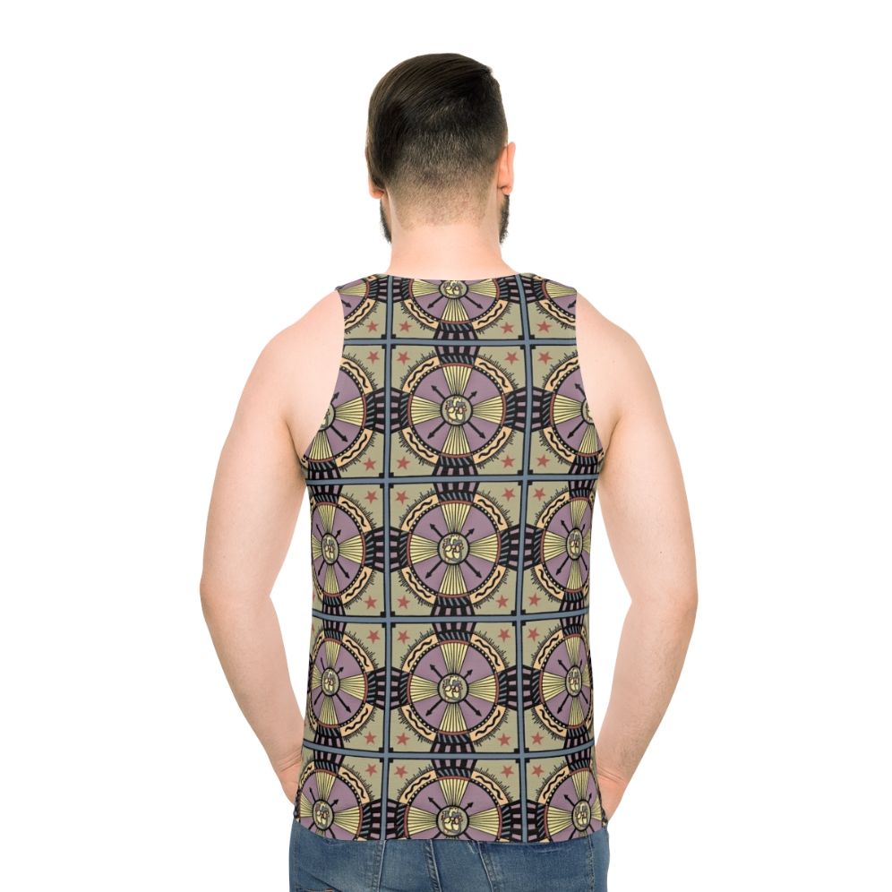 Unisex tank top with inspirational heart design and mandala pattern - men back