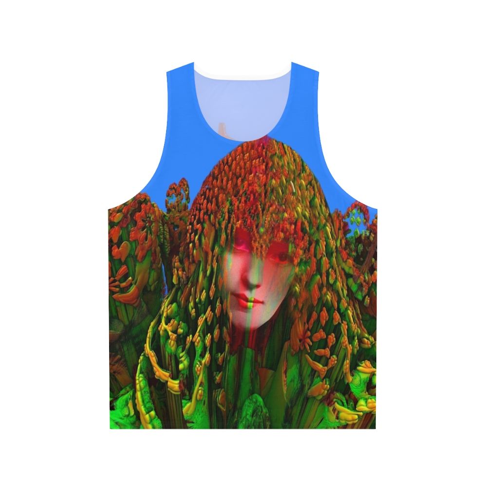 Dreadlock Holiday unisex tank top with abstract, psychedelic patterns