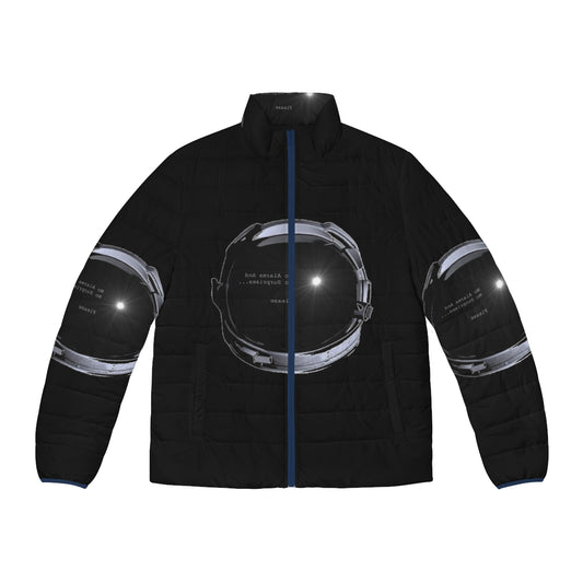 A cozy and stylish puffer jacket inspired by Radiohead's hit song "No Surprises" from the 90s album OK Computer.