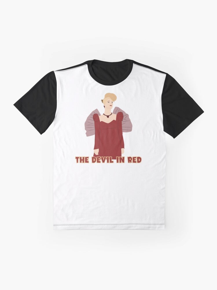 Bridgerton Netflix "The Devil in Red" Graphic T-Shirt featuring Cressida Cowper - Flat lay