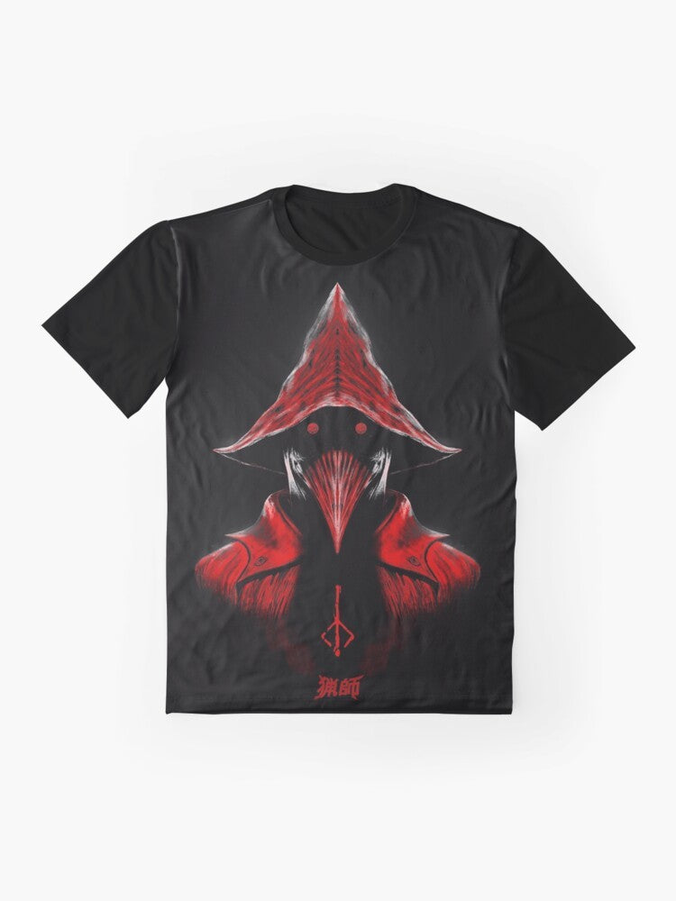 Eileen the Crow - Bloodborne inspired horror graphic t-shirt - Flat lay