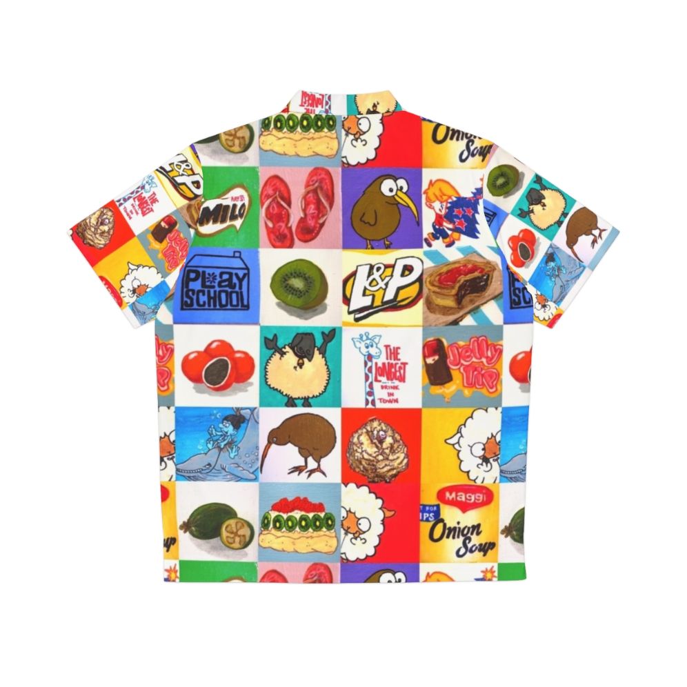 Kiwiana Hawaiian Shirt with Food and Drink Icons - Back