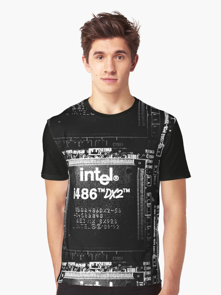 i486 DX2 processor microchip graphic t-shirt - Men