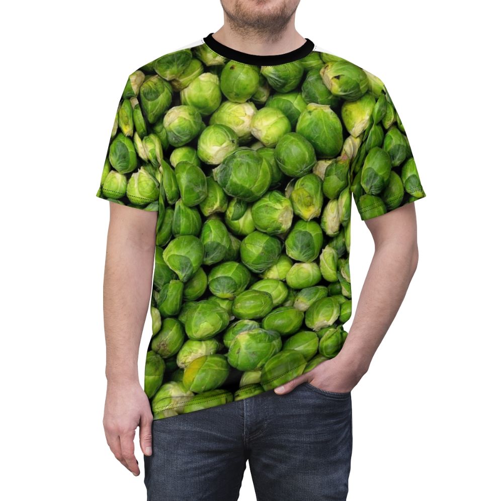 Brussels sprouts graphic printed on a high-quality t-shirt for vegetable enthusiasts - men front