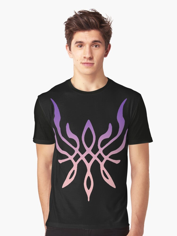 Fire Emblem Three Houses graphic tee with the Crest of Flames design featuring Byleth - Men