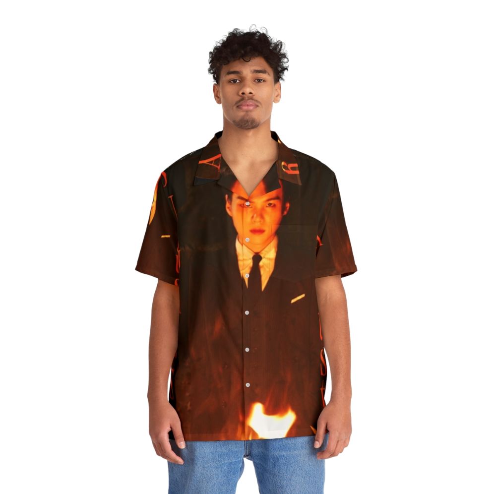 Agust D Cult Hawaiian Shirt with Line Art Design - Lifestyle