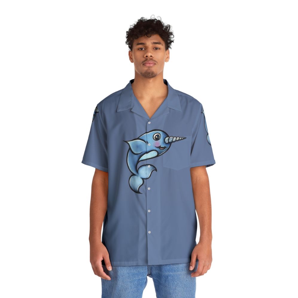 Narwhal Hawaiian shirt with a whimsical and cute design - People Front