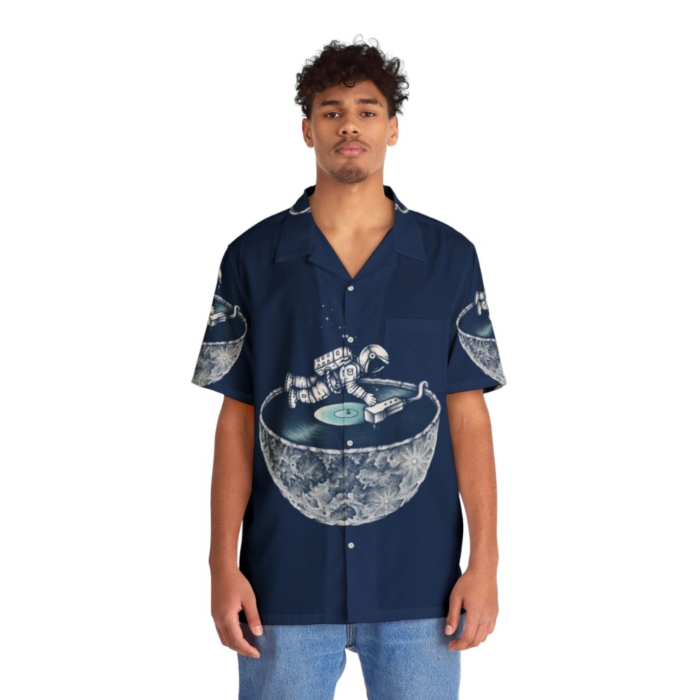 Cosmic Retro Galaxy Hawaiian Shirt with Space Tune Design - People Front