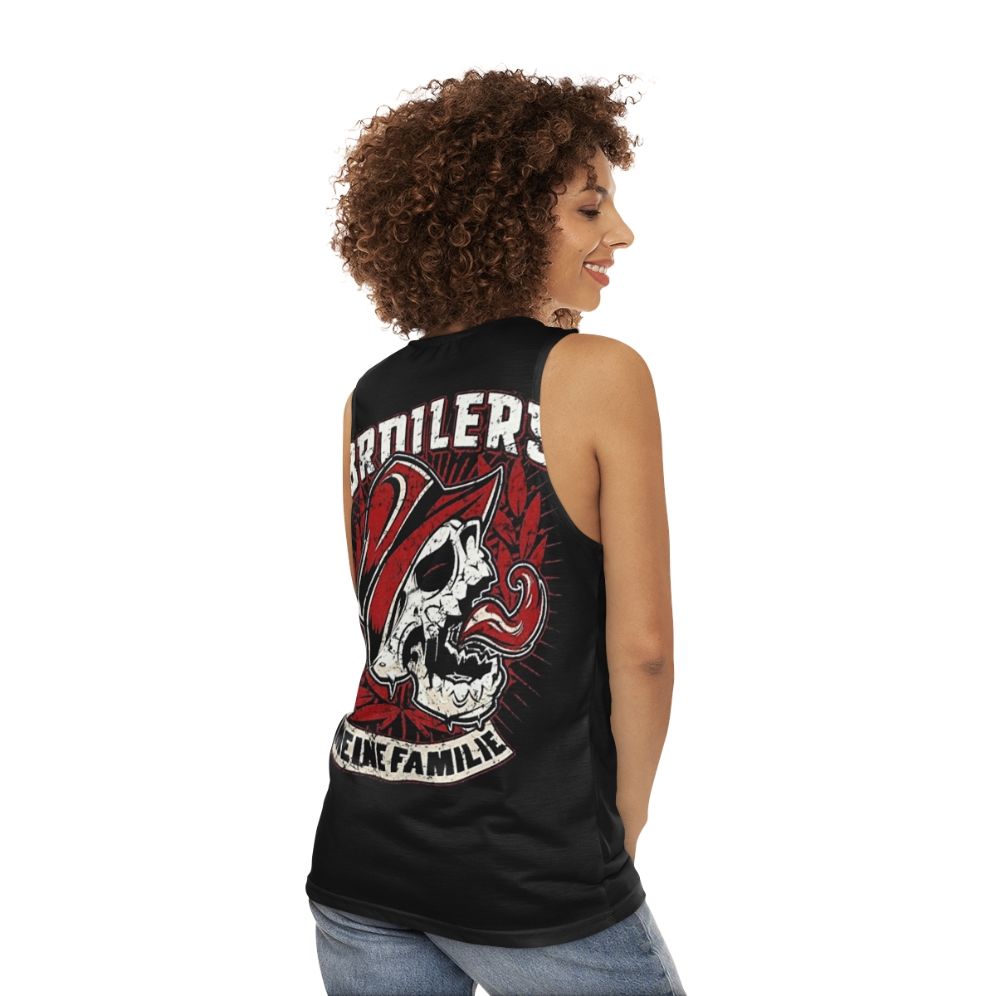 Broiler chicken unisex tank top - women back