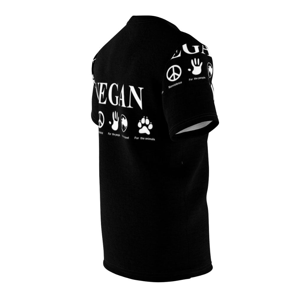 Compassionate vegan t-shirt with a message of kindness towards animals and the planet - men right