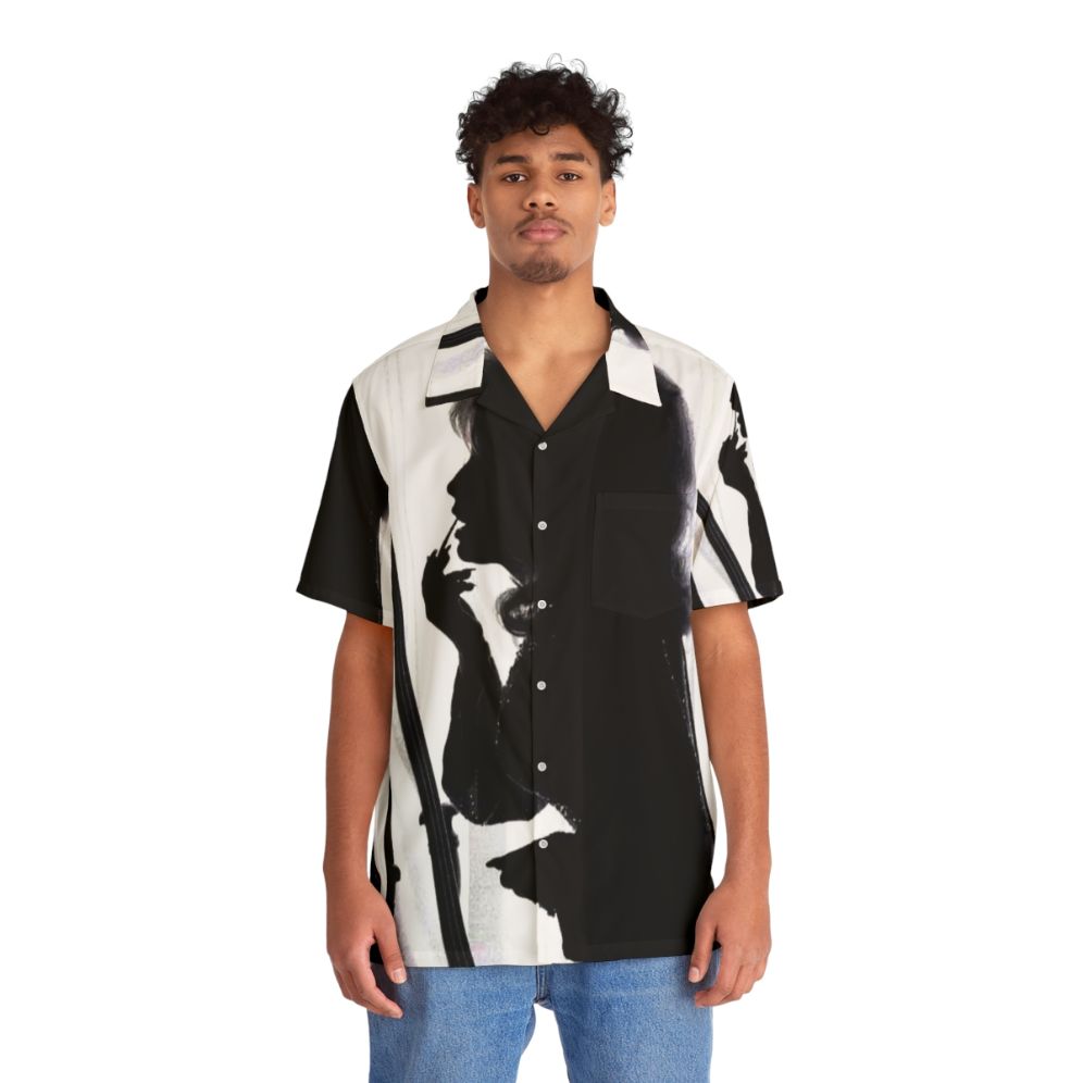 Dolly Parton Silhouette Black and White Hawaiian Shirt - People Front