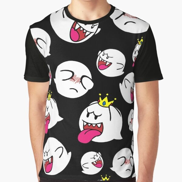 King Boo Swarm Graphic T-Shirt, featuring a group of shy boos and ghosts from the Nintendo video game series.