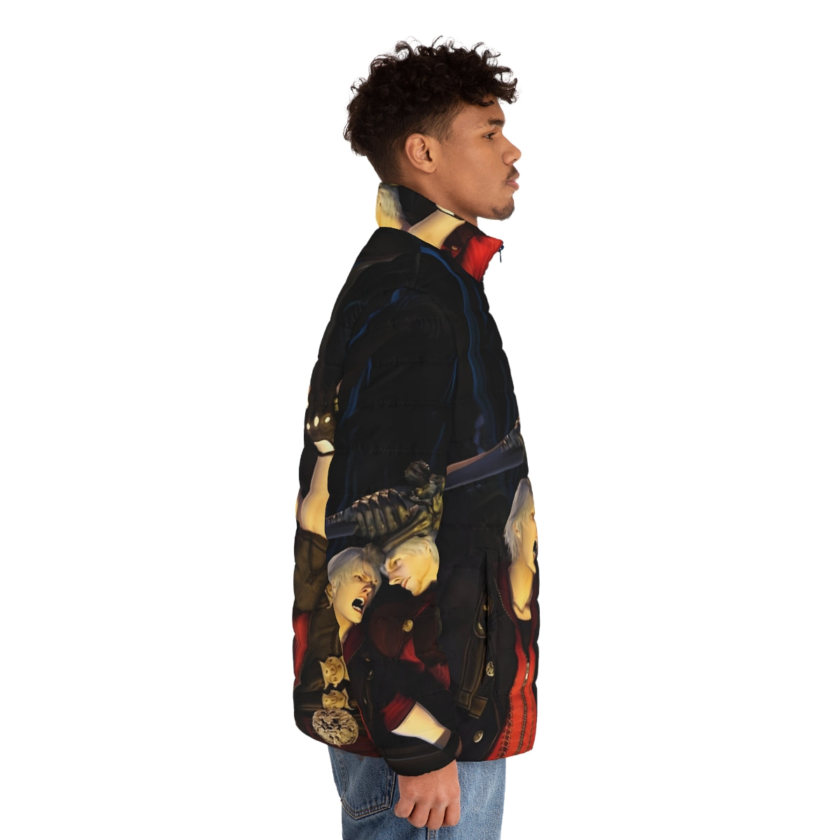 Devil May Cry Painting Puffer Jacket with Iconic Characters - men side right