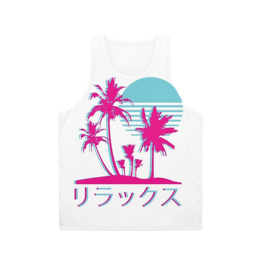 Retro vaporwave neon palms unisex tank top