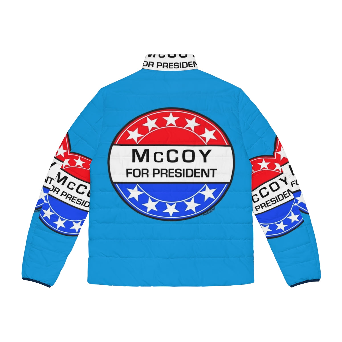 Mccoy For President Sci-Fi Puffer Jacket with Retro Pop Art Design - Back