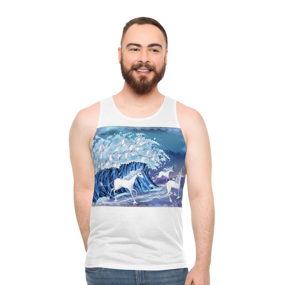 Unicorn Tank Top with Mythical Creature in the Sea - men