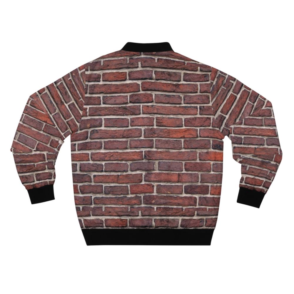 A bomber jacket with a textured brick wall design, showcasing an industrial and architectural style. - Back