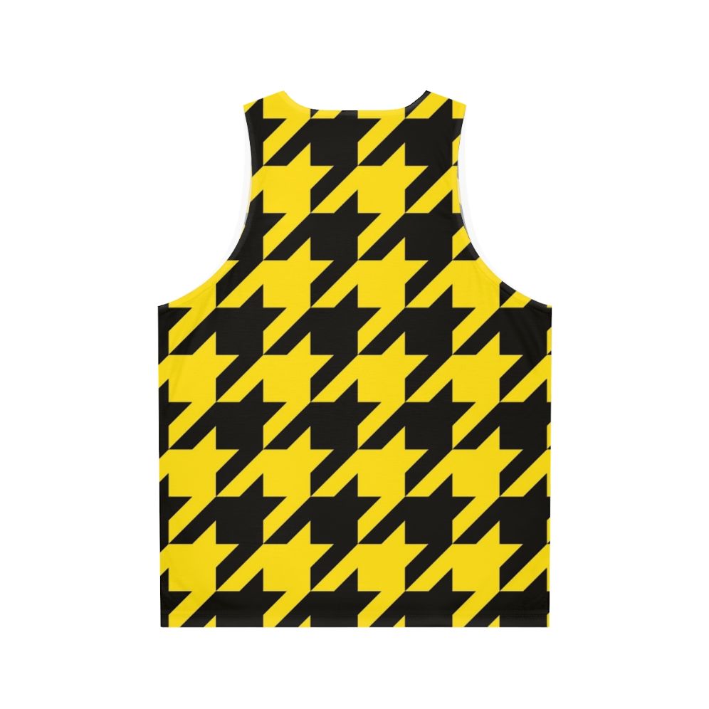 Unisex houndstooth black and yellow tank top - Back