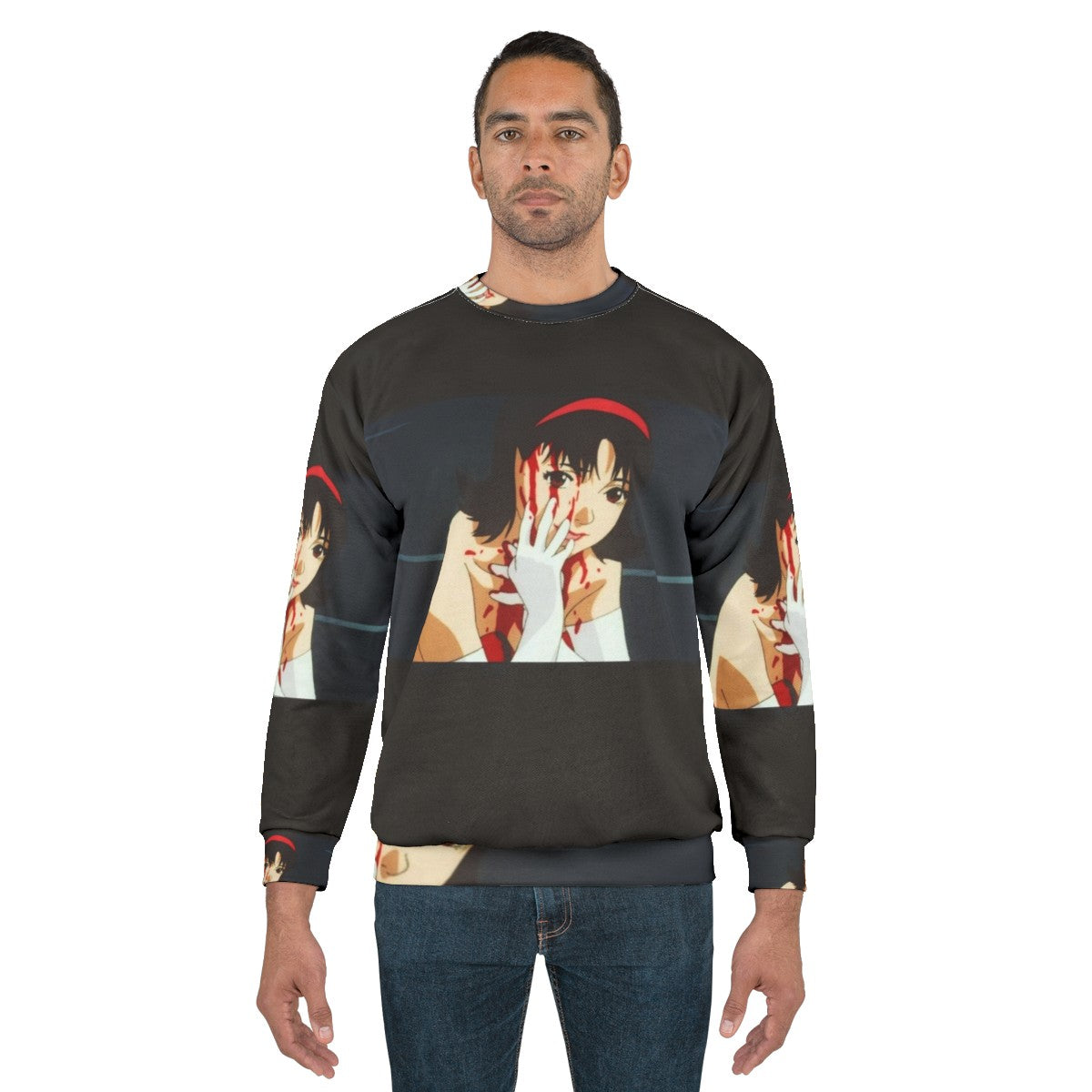 Perfect Blue Anime Sweatshirt with Blood and Final Fantasy Imagery - men