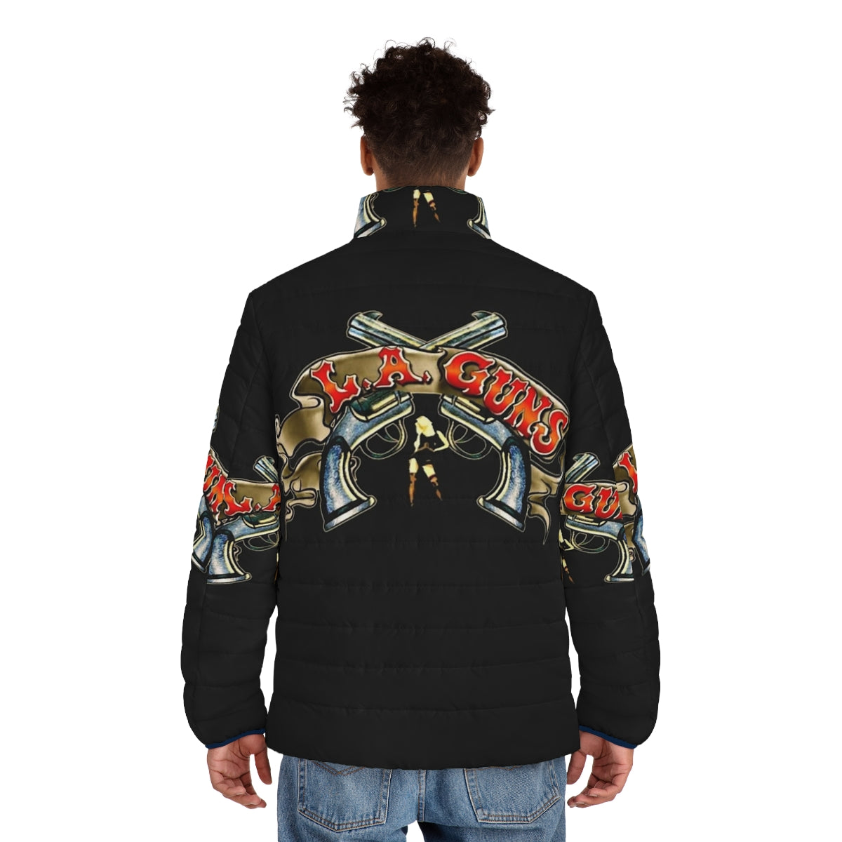 L.A. Guns puffer jacket featuring the iconic band logo - men back