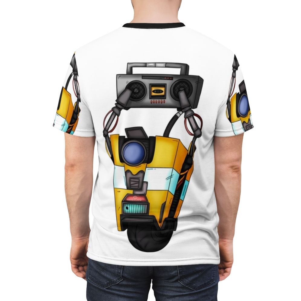 Borderlands-inspired Claptrap Boombox T-Shirt featuring the iconic robot character from the popular video game franchise - men back