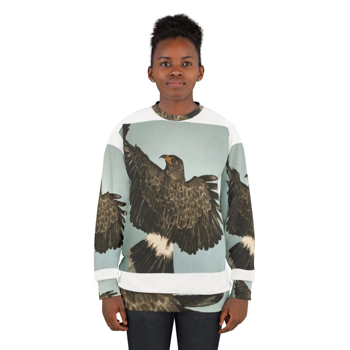 In Flight Sweatshirt featuring a soaring raptor - women