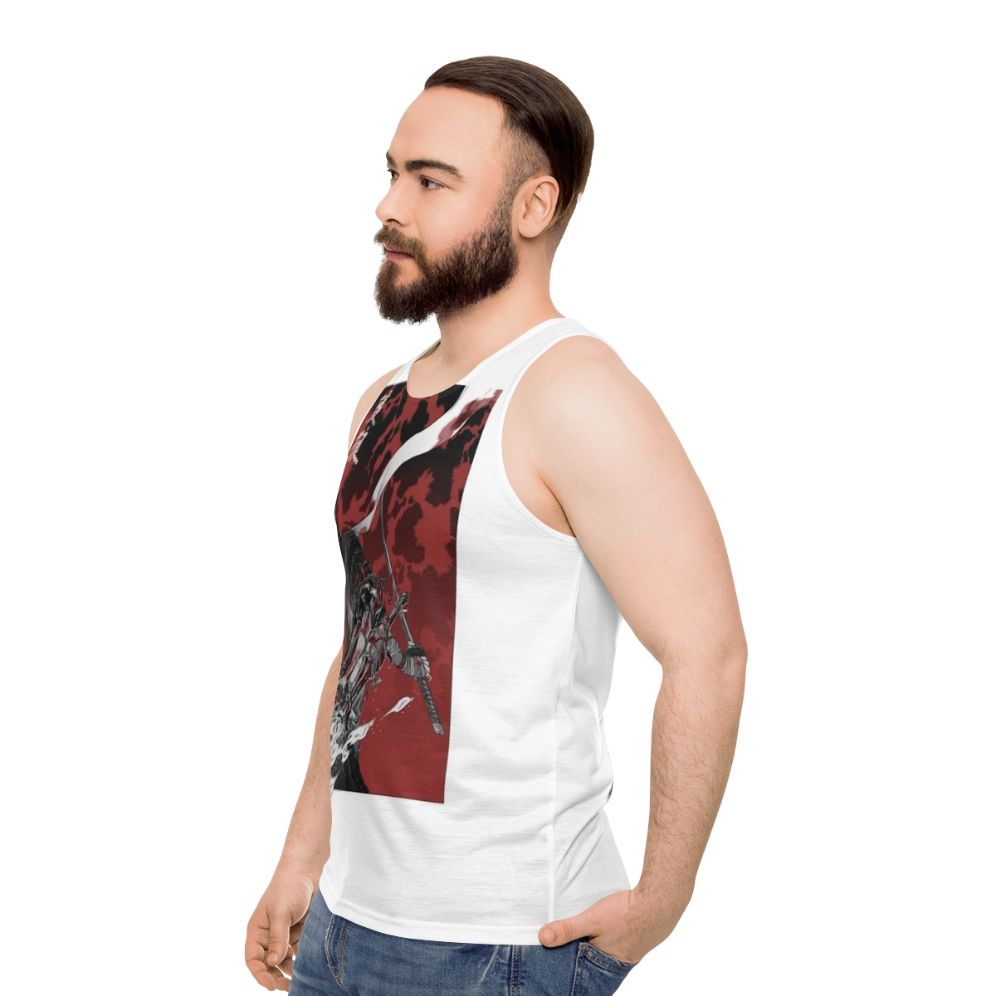 Sekiro Unisex Tank Top Featuring Wolf With Katana - men side