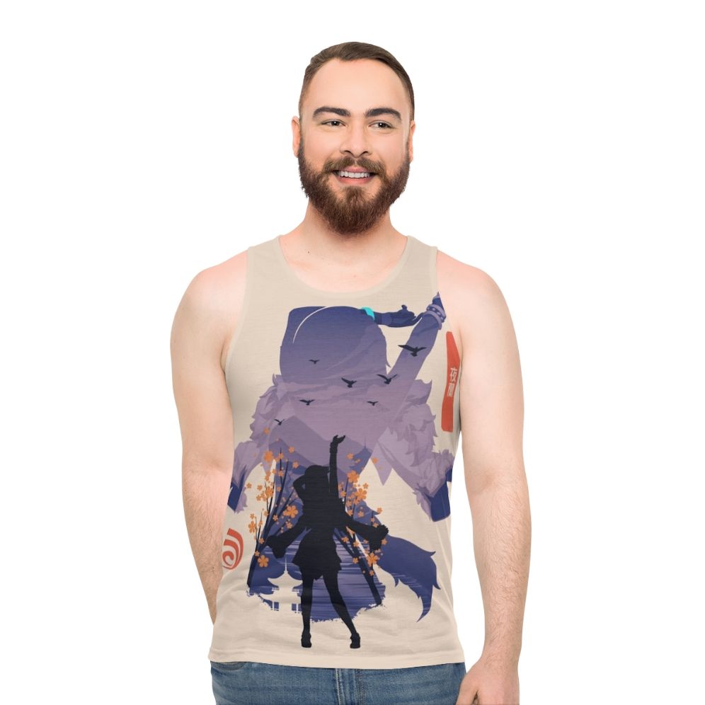 Umbrabilis Orchis unisex tank top with anime-inspired design - men