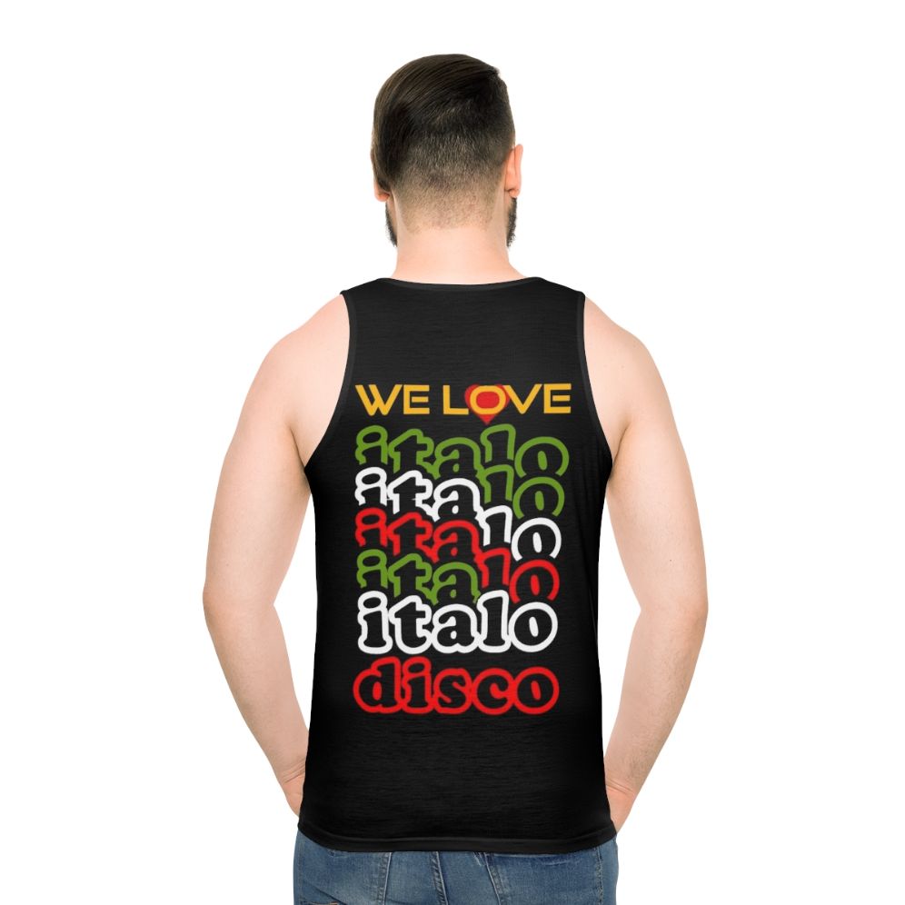 Italo disco unisex tank top - men back