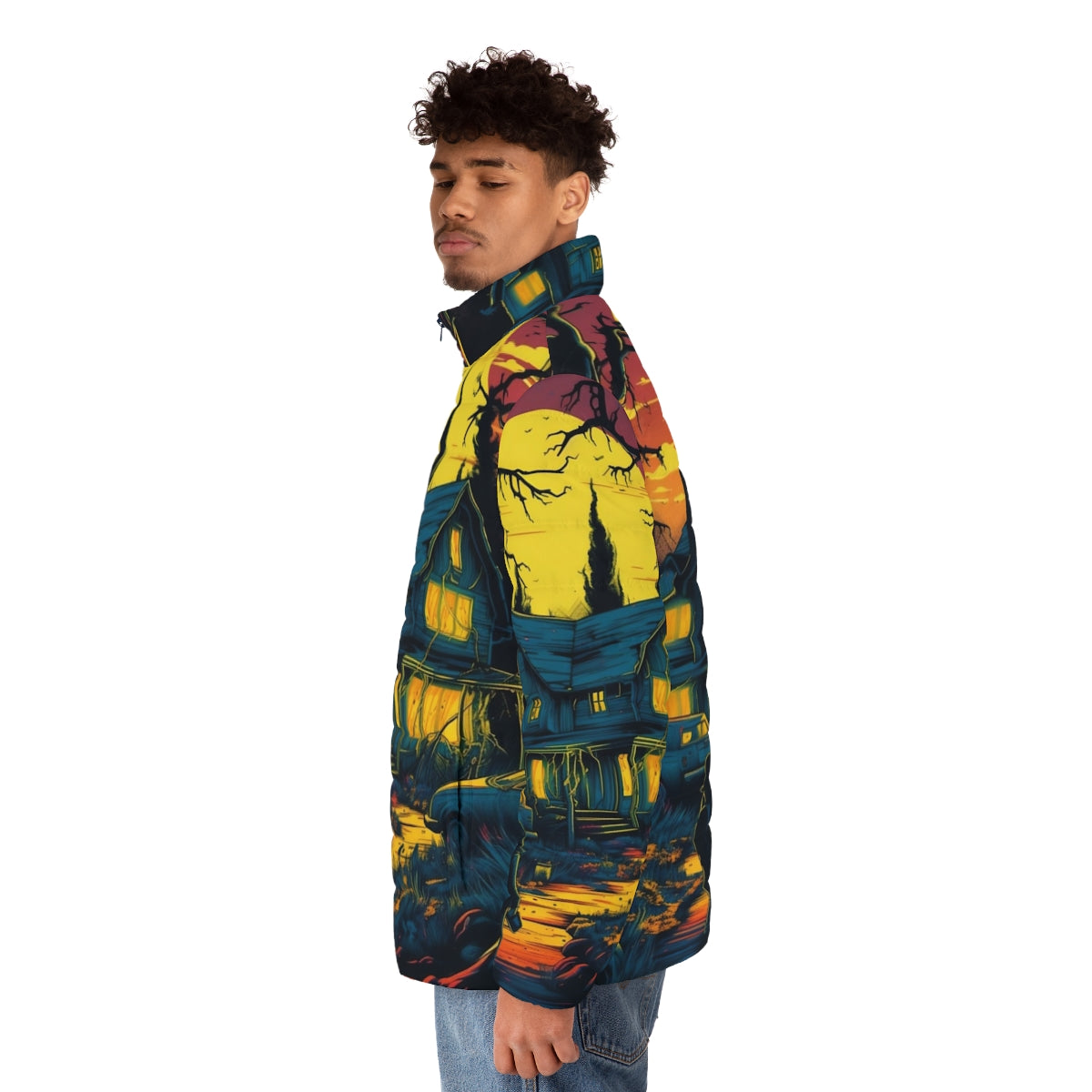 Vecna Manor Puffer Jacket featuring Stranger Things inspired design - men side left