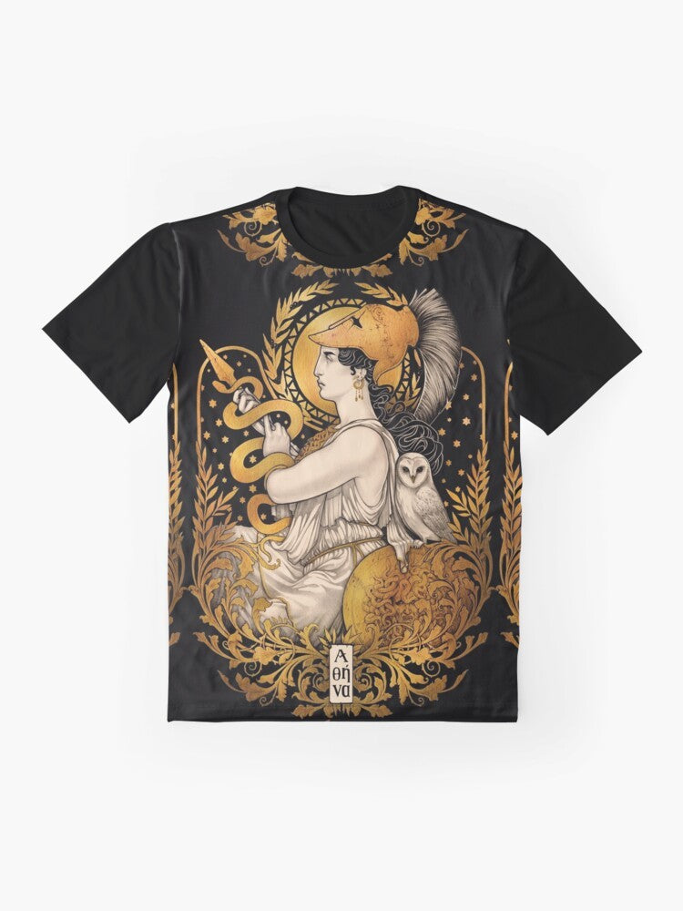 Pallas Athena - Greek Goddess of Wisdom and War - Mythology Graphic T-Shirt - Flat lay