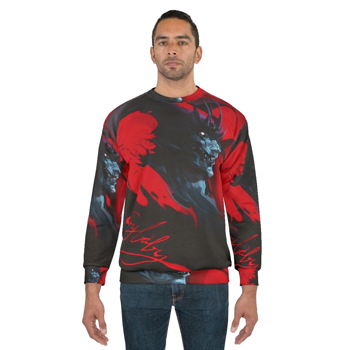 Devilman Crybaby anime sweatshirt featuring demonic character - men