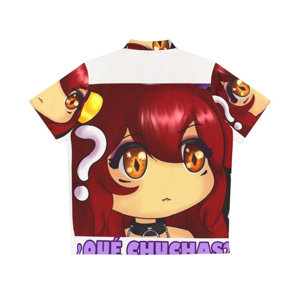 Yuro's "What The Hell" Hawaiian Shirt - Anime Style Redhead Girl Chibi - Back