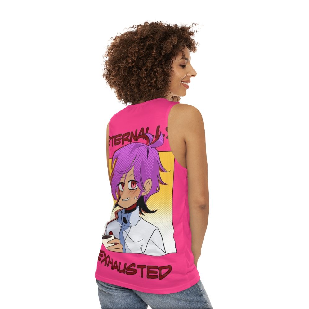 Tired and Exhausted Anime Webtoon Unisex Tank Top - women back