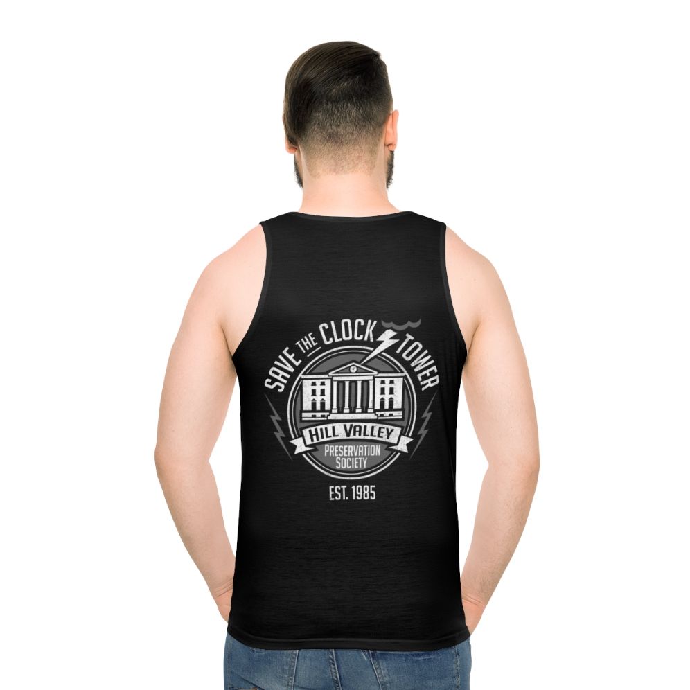 Save The Clock Tower BTTF Unisex Tank Top - men back