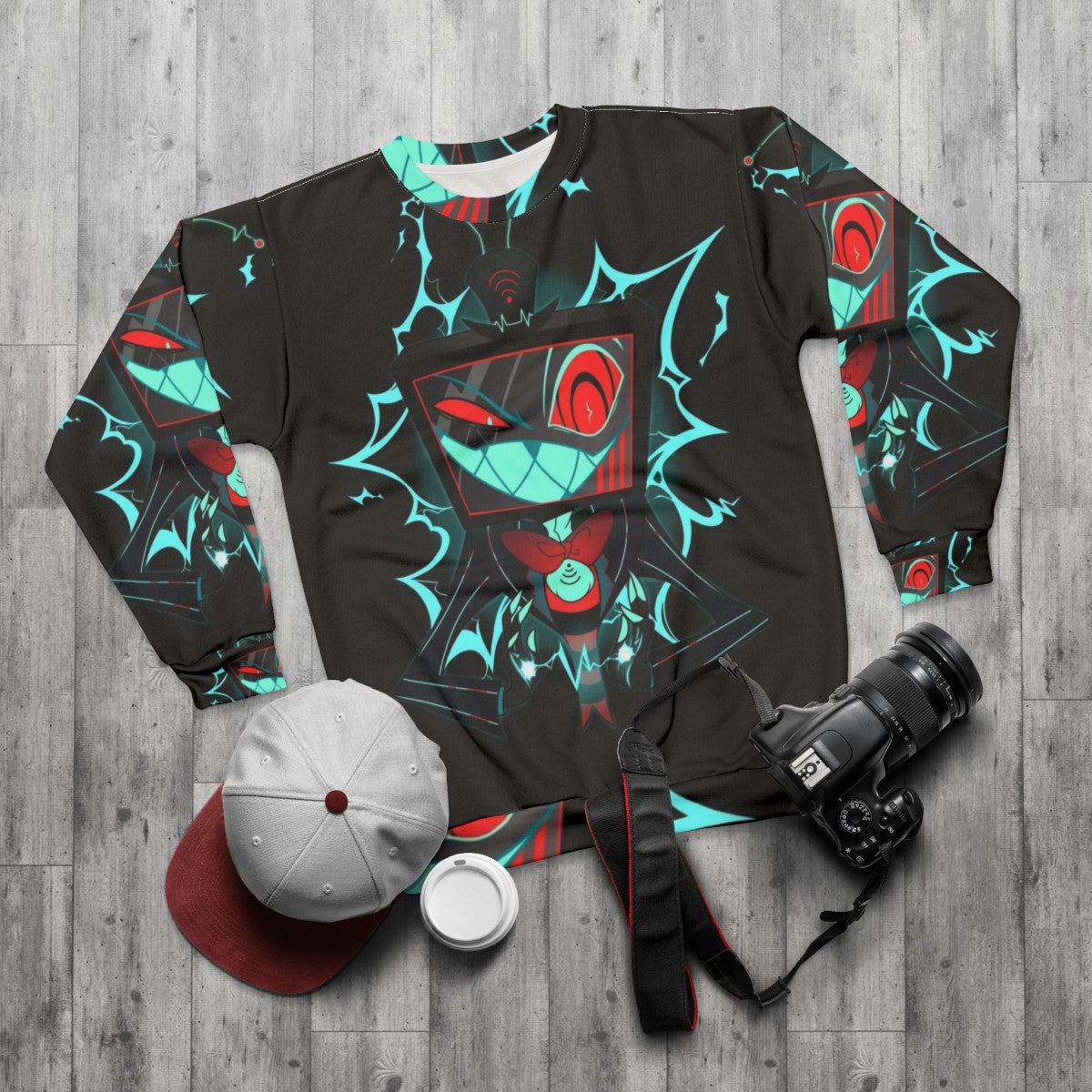 Vox Hazbin Hotel Sweatshirt - Demonic Fashion from the Underworld - flat lay