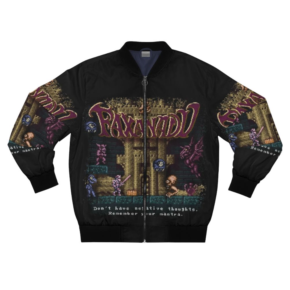 Retro 8-bit pixel art bomber jacket for nostalgic gamers