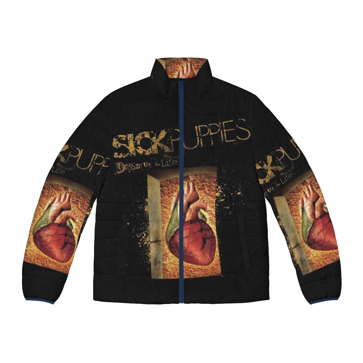 Sick Puppies puffer jacket with band logo