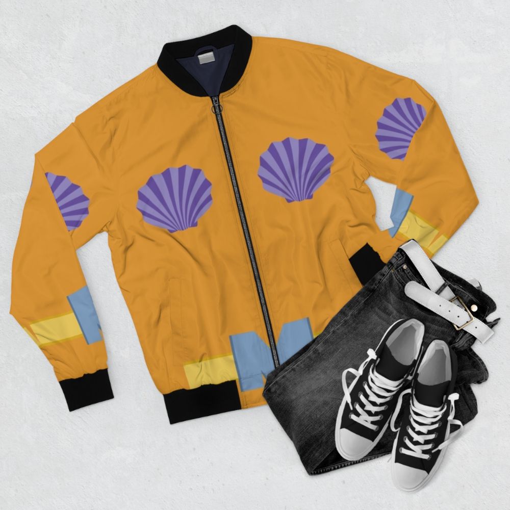 Mermaid Man Bomber Jacket - Spongebob Squarepants Inspired Halloween Costume - Flat lay