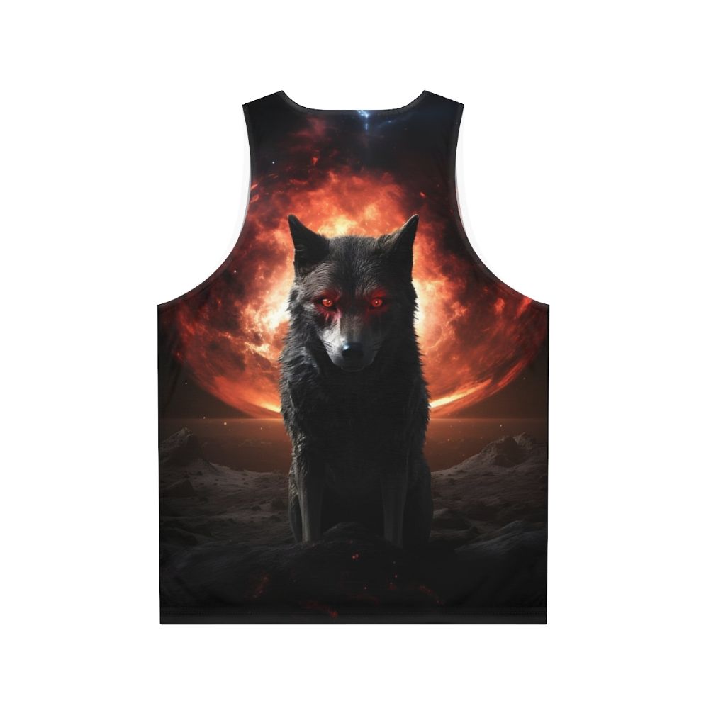 Satanic dog horror design unisex tank top - Back