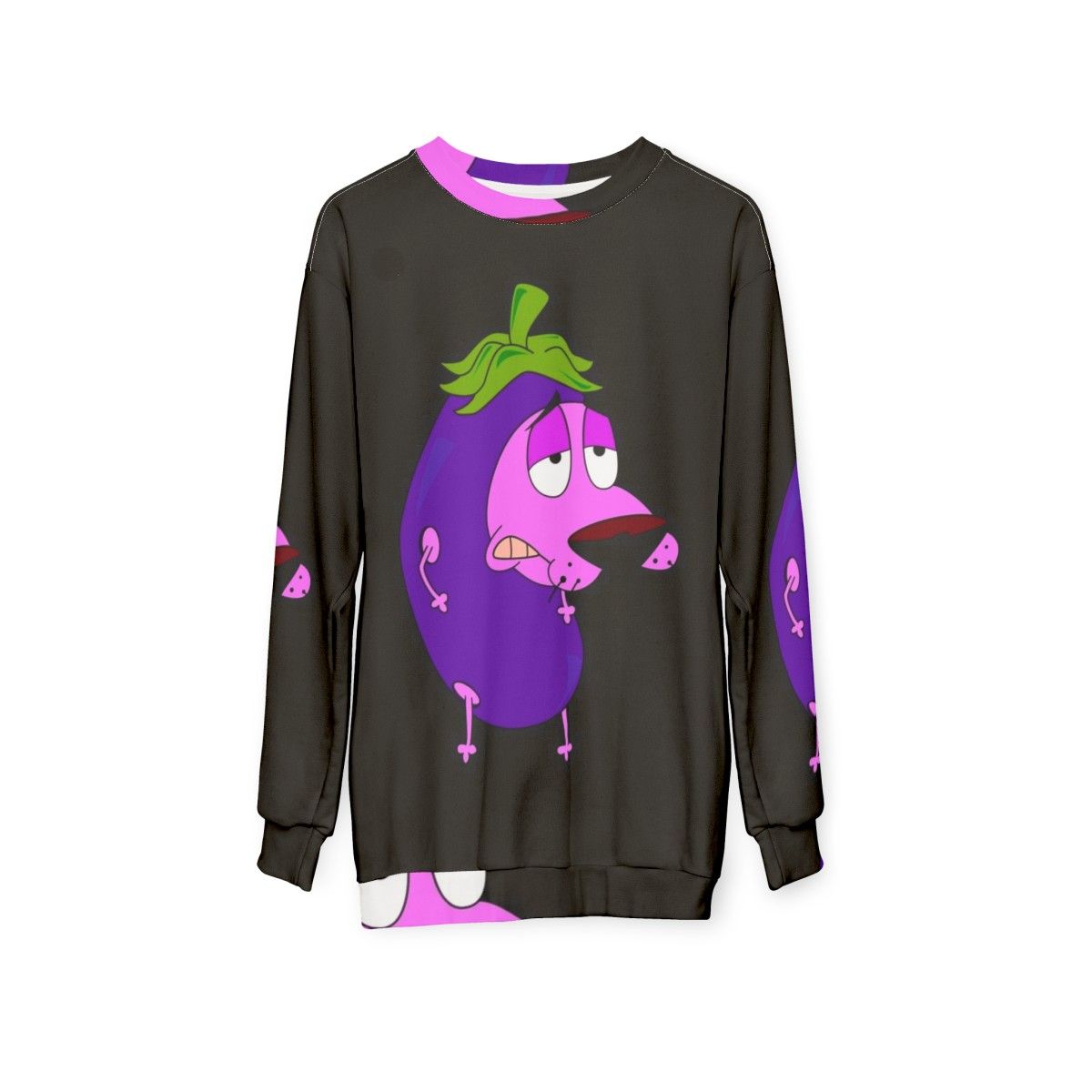 Courage The Cowardly Dog Sweatshirt featuring the iconic pink anthropomorphic dog character - hanging